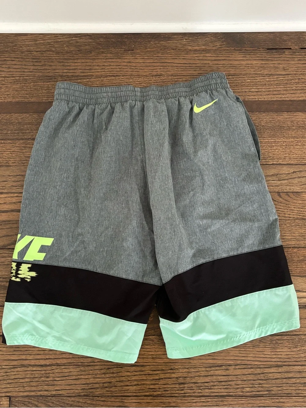 Nike Gray Black Mint Colorblock Men's Swim Trunks